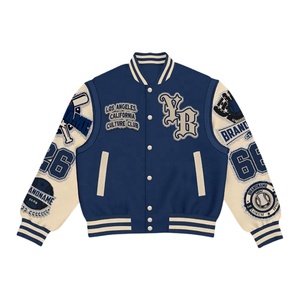 Blouson universitaire OEM 2026 de luxe, blouson Letterman personnalisé avec manches en cuir, blouson universitaire vierge uni, vente en gros USA - Product Image 3