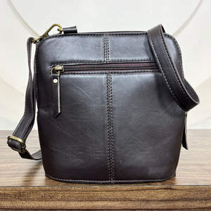 Hand Tooled Leather Zipper Shoulder Bag Women Diamond Lattice Brown Quilted Trendy Crossbody Bag Cowhide Leather Luxury Handbag - Product Image 6