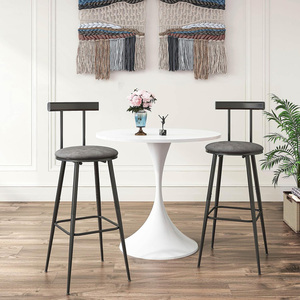 Bar <b>Stools</b>, Set of 2 High Kitchen Barstools, Bar Chairs With Backrest and Footrest, Counter <b>Stools</b> with PU Soft seat Bar Chair - Product Image 2