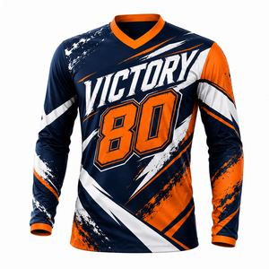 Maillot de motocross personnalisé orange marine à manches longues, chemise de course MX Dirt Bike, vêtements de moto tout-terrain sublimés - Product Image 4
