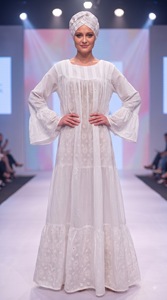 Elegante Vestido Largo Kaftan de Encaje de Algodón Blanco para Mujer, Ropa Tradicional Africana, Mangas Largas, Estilo Bispo, Lujoso para Ocasiones Especiales - Product Image 3