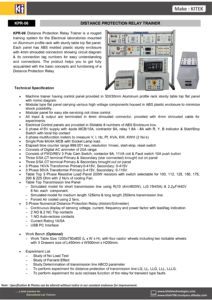 KITEK KPR-06 Essential Distance Protection Relay System Equipement éducatif pour les études de relais - Product Image 3
