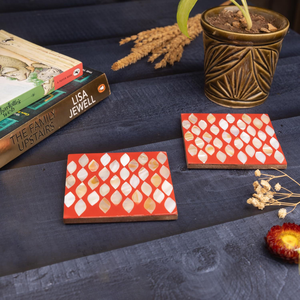 Bone inlay tea coffee coaster handmade mosaic MOP drink coasters mother of pearl shell cup <b>mats</b> - Product Image 1