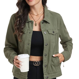 Vestes en jean et coupe-vent en coton pour femmes, style motard décontracté, à épaules tombantes, en fausse fourrure, personnalisées, pour l'automne - Product Image 2