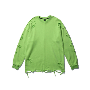 Men's Ripped Knitted <b>Pullover</b> <b>Sweater</b> Solid Color Long Sleeve Crew Neck Winter Wear Polyester/Cotton Slight Stretch - Product Image 3