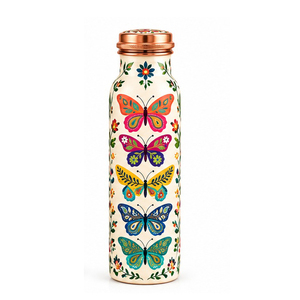 Bouteille d'eau en métal à motif papillon bohème, gourde de voyage portable - Product Image 1