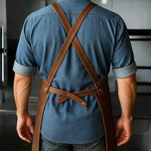 Delantal de Cuero Genuino Crazy Horse, Protección Contra Olores, Correas Ajustables, para Chef, Barbacoa, Barista, Soldadura, Taller, LPN-0201 - Product Image 4