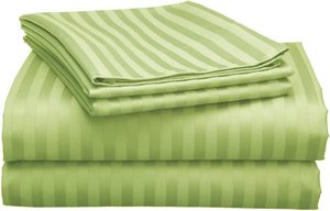 Hotel Quality Luxury 4-Piece Sheet Set 300tc 100% Polyester Satin Stripes Breathable Durable All-Season Customizable Queen King - Product Image 2