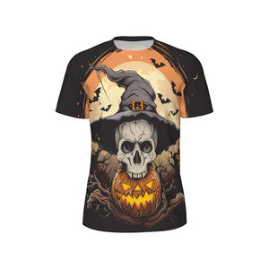 เสื้อยืดสีดำสำหรับผู้ชาย พิมพ์ลายแมวบนยูเอฟโอ แขนสั้น คอกลม ทรงลำลอง ผ้าโพลีเอสเตอร์ทอ - Product Image 5