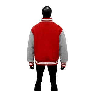 Chaqueta Varsity Premium de Lana Roja con Mangas Grises para Hombre, Chaqueta de Béisbol Personalizada con Cierre de Cremallera Completo - Product Image 2