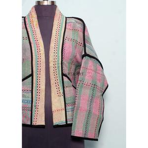 Autumn Winter Reversible Knitted <b>Kantha</b> <b>Jackets</b> Handmade Intricate Embroidery Customized Unique Logo Front Eco-Friendly Cotton - Product Image 2