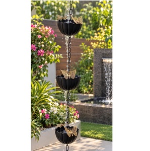 Chaîne de pluie carrée moderne et traditionnelle de haute qualité, faite à la main, en cuivre poli, design personnalisable, noire, pour jardin extérieur - Product Image 5