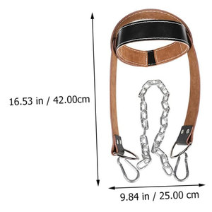 Arnés de Cuello de Cuero con Cadena y Mosquetones para Entrenamiento de Boxeo, Equipo de Protección Ajustable para Adultos - Product Image 2