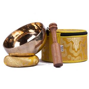 Bol chantant tibétain de taille moyenne en bronze poli Bol de yoga et de méditation pour thérapie sonore religieuse en métal - Product Image 1