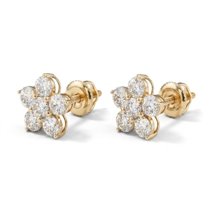 Pendientes de Diamantes con Forma de Flor en Oro de 14K, Certificados por IGI, 7.00 CT, Corte Brillante, Minimalistas, Ligeros y Cómodos para Mujer, Regalo Ideal - Product Image 4