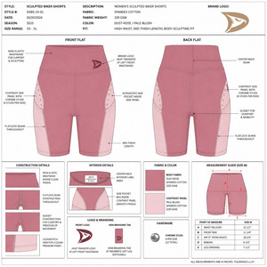 Shorts Deportivos Rosa de Cintura Baja, Tela de Lona Transpirable, Corte Regular, Cintura Elástica, Color Sólido, Ecológicos, Spandex/Algodón - Product Image 5