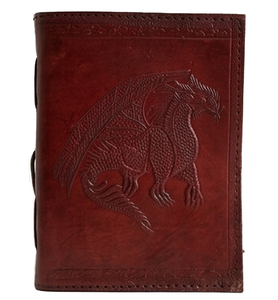 Carnet en cuir véritable avec motif griffon gravé, style antique, avec cordon tressé, fait main, vente en gros - Product Image 1