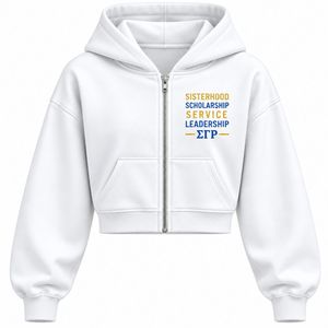 Sweat à capuche zippé blanc pour femme avec broderie SGRho, service de leadership scolaire, veste polaire de sororité grecque, vêtements personnalisés avec logo - Product Image 1
