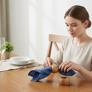 Handmade Natural <b>Wooden</b> Napkin Rings Set <b>Rustic</b> Napkin Holders for <b>Dining</b> <b>Table</b> Decor Wedding Party Hotel <b>Table</b> Setting Elegant - Product Image 3