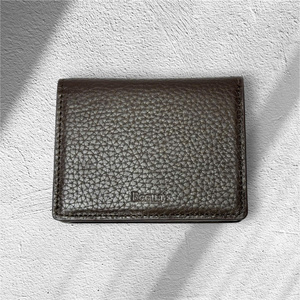 Genuine Leather Slim Wallet with Button Closure Unisex Card Holder Minimalist Design <b>Brown</b> Color Large Capacity RFID Protection - Product Image 3