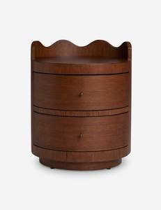 Modern Round Bedside Cabinet Featuring Solid Teak Wood and Soft Curved Form - Product Image 1