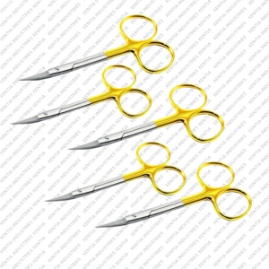 Tijeras Iris Super Cut Tc con Puntas Finas, Mango con Anillo Dorado, Rectas y Curvas, de Acero Inoxidable, Instrumentos Quirúrgicos de Corte de Precisión - Product Image 5