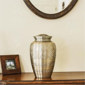 Handcrafted Engraved Metal Cremation Urn with Secure Lid Memorial Ashes Keepsake Funeral Urn Decorative Memorial Vessel - Product Image 4