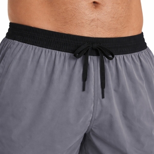 Men Sport <b>Shorts</b> Gray Black Drawstring Quick Dry Fitness Gym Running <b>Short</b> Pants Solid Color Mid Waist Woven <b>Polyester</b> - Product Image 3