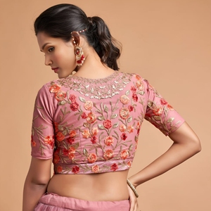 Designer Soft <b>Net</b> Lehenga Choli Set with Thread Zari Dori and Badla Embroidery Work is an elegant ethnic ensemble crafted - Product Image 4