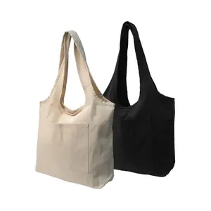 Sacs hobo en coton avec poche avant 340 GSM (10 Oz) pour usage quotidien décontracté, technique de couture - Product Image 1