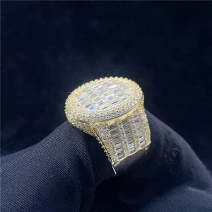 <b>Mens</b> VVS Moissanite 925 Sterling <b>Silver</b> Baguette <b>Ring</b> Iced Out Eternity <b>Ring</b> Diamond <b>Ring</b> Big Engagement Statement <b>Ring</b> - Product Image 5