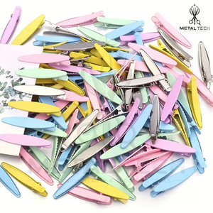 Lot de pinces à cheveux ovales en métal lisse de haute qualité pour salon professionnel, barrettes de séparation type bec de canard - Product Image 3