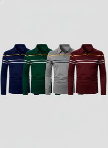 Elegante Camisa Polo a Rayas de Manga Larga para Hombre, Otoño, Cómoda, Transpirable, para Golf, Rugby, Tenis, Informal - Product Image 6