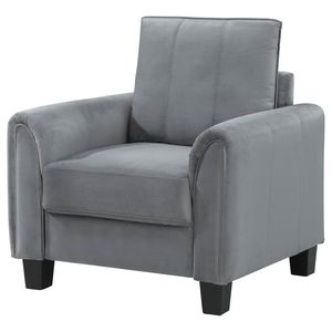 Fauteuil d'appoint rembourré à accoudoirs roulés Dixon Grey pour salon - Product Image 3