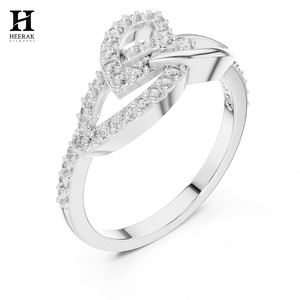 Anillo Apilable de Oro de 14K con Diamantes Inspirado en Marquesas - Elegante Diseño de Hoja para Mujer - Product Image 1