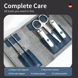 Wholesale Professional Travel Manicure Pedicure <b>Kit</b> 12pc Portable <b>Nail</b> Set 4 1 Metal Single Compact Grooming Tools for Men - Product Image 5