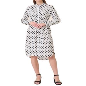 Chemisier Tunique Femme Imprimé Pois Entiers Manches Longues Col Rond Coton Coupe Ample Décontractée Grande Taille Idéal Été - Product Image 1