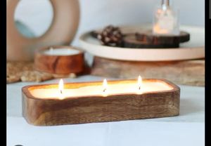 Porte-bougie en bois ContourGlow |   Support rectangulaire long pour bougies chauffe-plat |   Décoration de Noël moderne faite à la main pour la maison et cadeau - Product Image 6