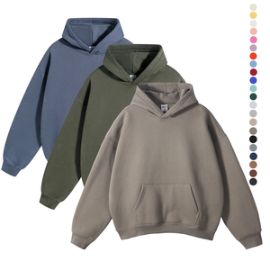 Wholesale 100% Cotton Fleece Oversized <b>Pullover</b> Hoodie Winter High Quality Heavyweight <b>Men's</b> Sweatshirts Pocket Embroidered - Product Image 5