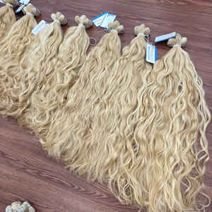 Extensiones de Cabello Virgen Vietnamita Rubio de Máquina de Alta Calidad, Ondulado Natural, Doble Trama, Puntas Gruesas y Llenas - Product Image 3