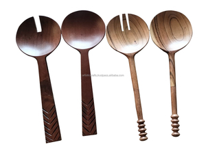 Elegant Solid Acacia Wood Salad Servers Set Efficient Metal Tools <b>for</b> Mixing Serving Wholesale - Product Image 5