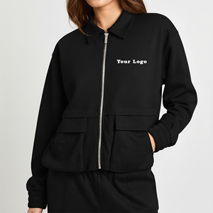 Wholesale Affordable Price 100% Cotton Front Cargo Pockets Zip Up Sweatshirt Breathable Fashionable Casual Wera Sweatshirt - Product Image 4