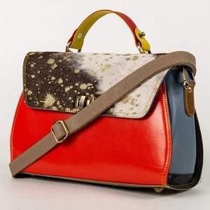 Sac à main en cuir recyclé arc-en-ciel multi-usages pour femmes élégantes sac à main mode vintage petit sac à bandoulière fermeture éclair portable pour l'automne - Product Image 2