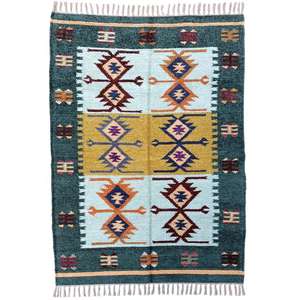 Tapis Dhurrie polyvalent en coton de soie 3x5 pieds pour chambre minimaliste ou coin salon confortable - Product Image 5