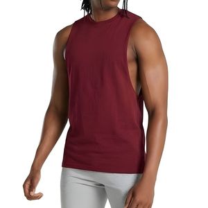 Camiseta sin mangas azul oscuro para hombre, camiseta muscular transpirable de algodón para entrenamiento en gimnasio, entrenamiento físico, ropa informal de verano - Product Image 3