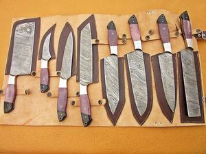 08 Pieces Hand Made Damascus Steel Drop Point Kitchen <b>Knife</b> Set with <b>Bone</b> <b>Handles</b> OEM/ODM/OBM Customizable - Product Image 4