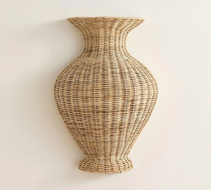 Natural Rattan Wall Vase Woven <b>Flower</b> Vase Rustic Farmhouse Style Decorative Vase Ideal For Home Decor <b>Display</b> Accent - Product Image 2