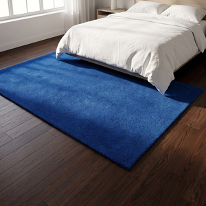 Tapis d'intérieur texturé uni en laine tuftée bleu roi antidérapant, tapis de sol doux pour salon, chambre à coucher, salle à manger, décoration moderne de la maison - Product Image 5