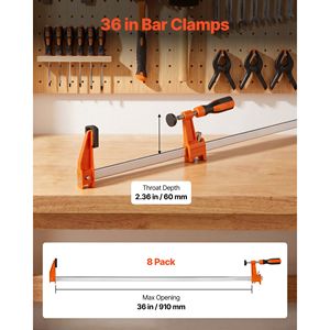 Serres-crochets de 36 pouces pour le travail du bois, lot de 8, capacité de charge de 600 lb, conception autobloquante avec coussinets en plastique - Product Image 2