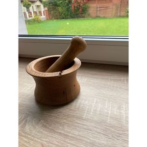 Mortier et pilon en bois de manguier faits à la main pour l'ail, le gingembre, les herbes et les épices - Product Image 6